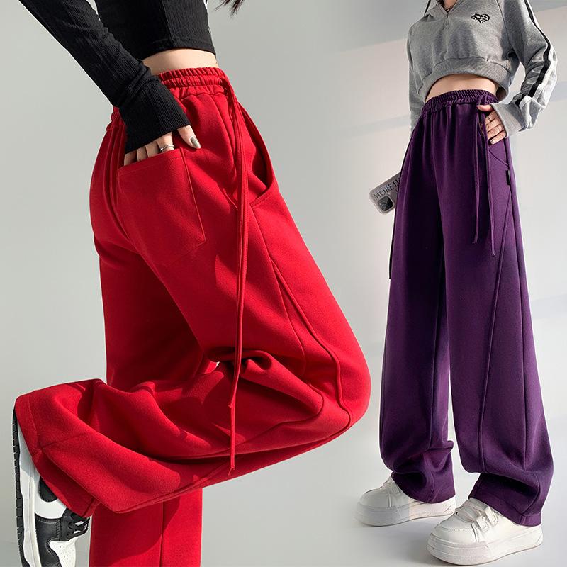 Wide-leg pants women's spring new high-waisted drape straight casual floor-mopping trousers thin and versatile loose sweatpants