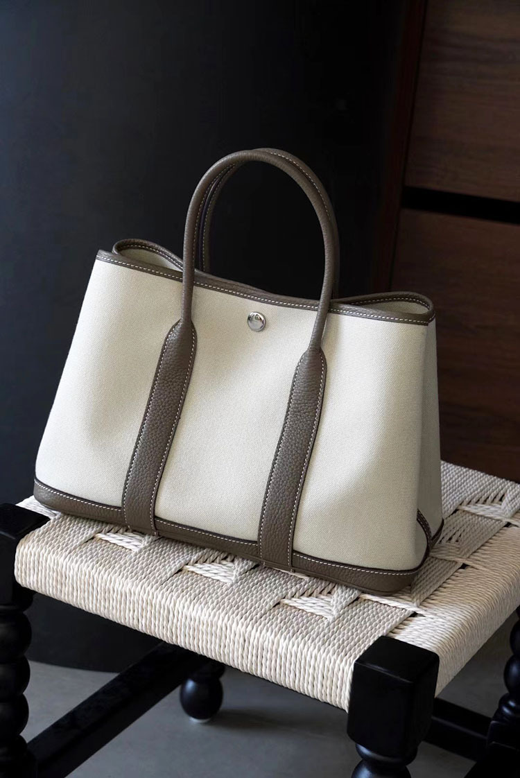 Bag Steel Hardware Canvas With Leather Garden Commuting Handbag Large Capacity Tote Computer Bag For Women