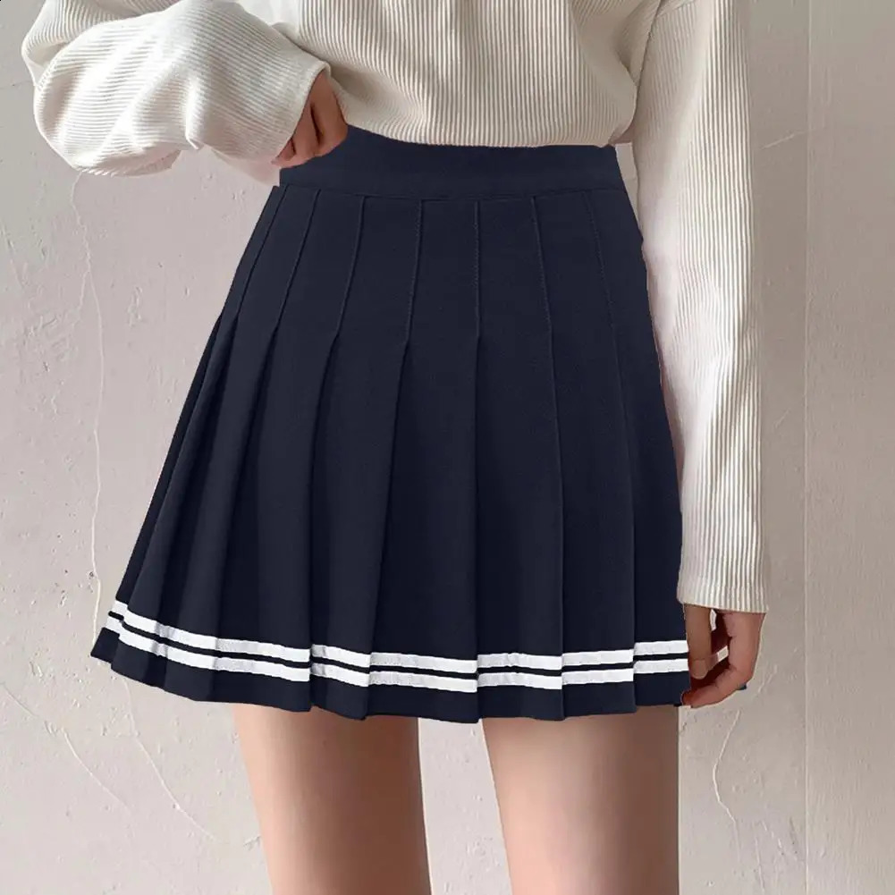 Y2k Summer Korean Fashion Short Women Skirt Casual HighWaisted Slim Elastic Striped Harajuku Pleated School Mini Aline Skirts 250110Z