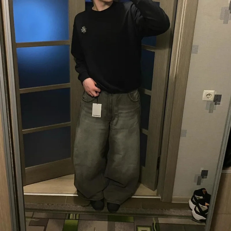 Y2K Harajuku Punk Feng Shui Washing Old Baggy Jeans Female Streetwear Dance Casual Joker High Waist Wide Leg Pants 250117