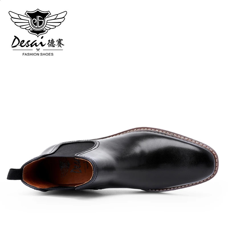 Desai Winter Dress Chelsea Boots Genuine leather Fleece lined formal shoes Business work shoes Patent leather shoes Gifts 250120