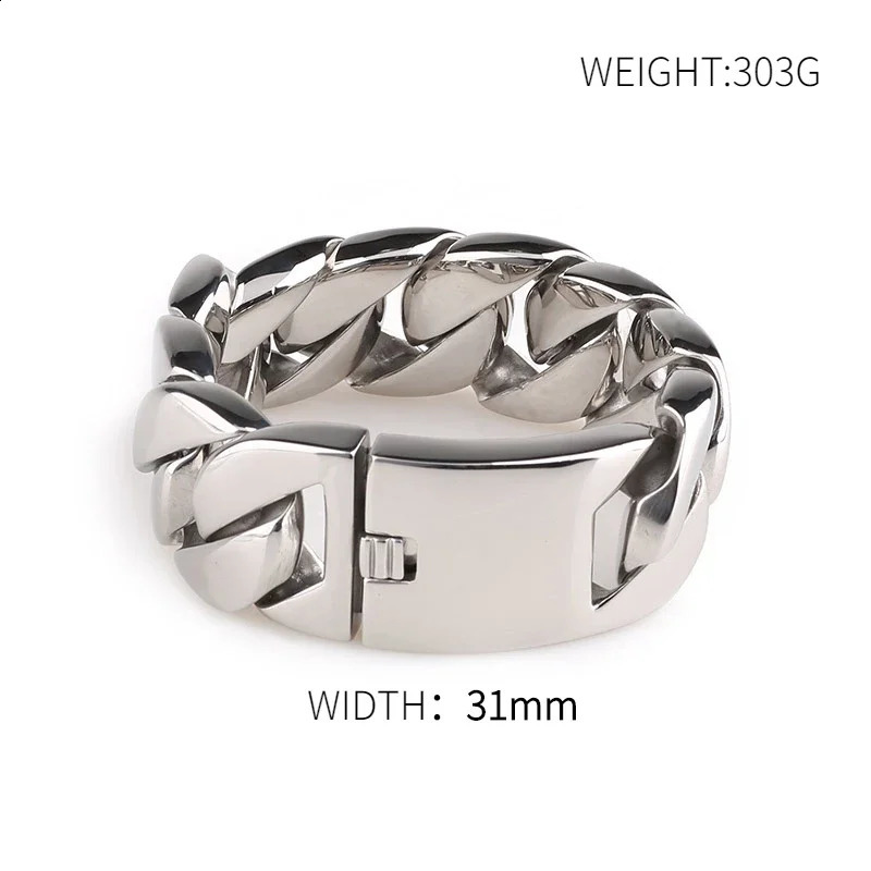 Fashion 316 Stainless Steel Silver Color Bracelet Bangle Mens Heavy Chunky Link Chain Bracelet Jewellery Bracelets Bangle 250110