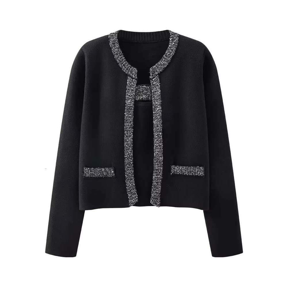 Elegant Office Ladies Autumn Winter 2 Pieces Knitted Sweater Women Design Fashion Patchwork With Crop Top Female