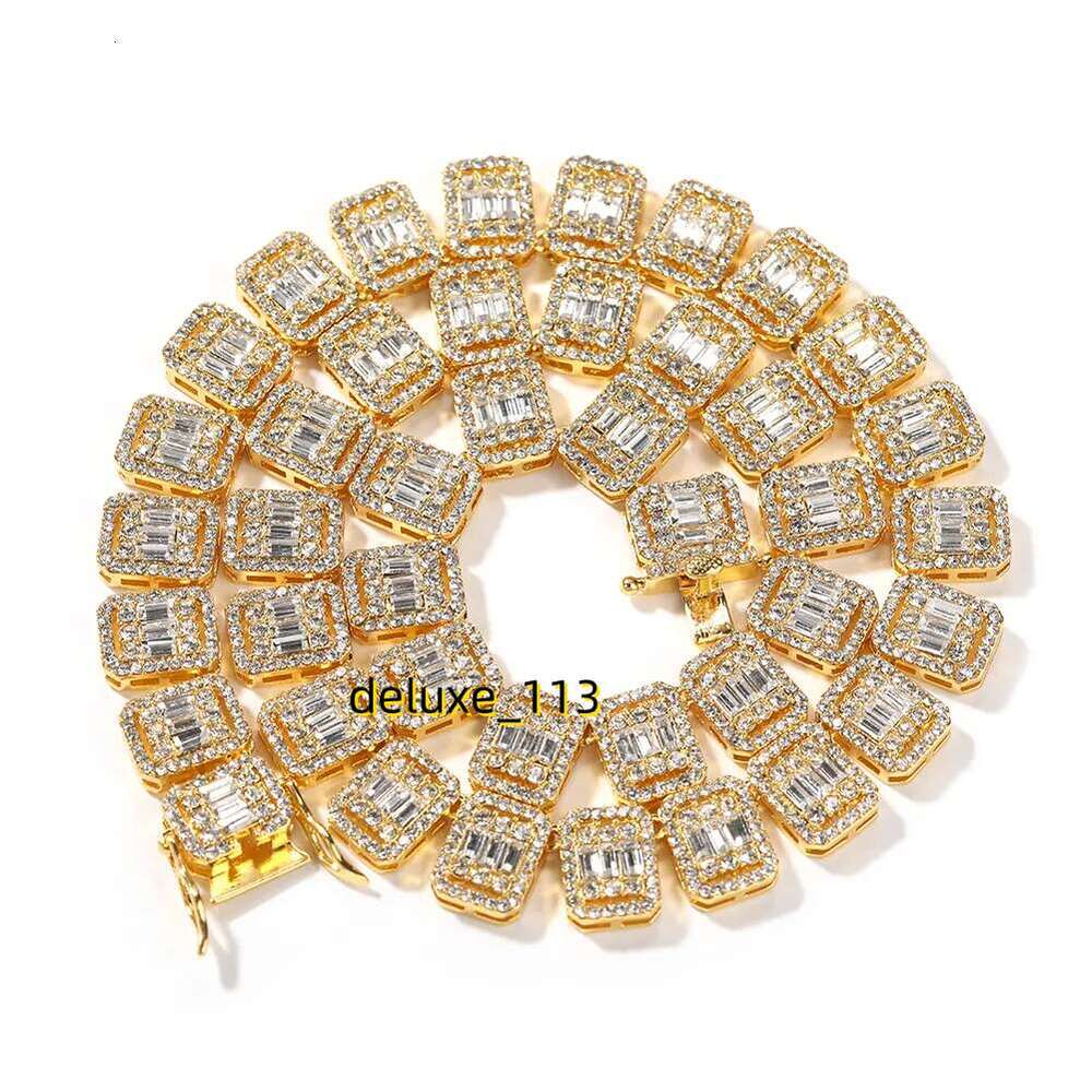 13mm Square Baguette Chains Crystal Necklaces Hip Hop Chain Necklace Full Iced Out Alloy Jewelry