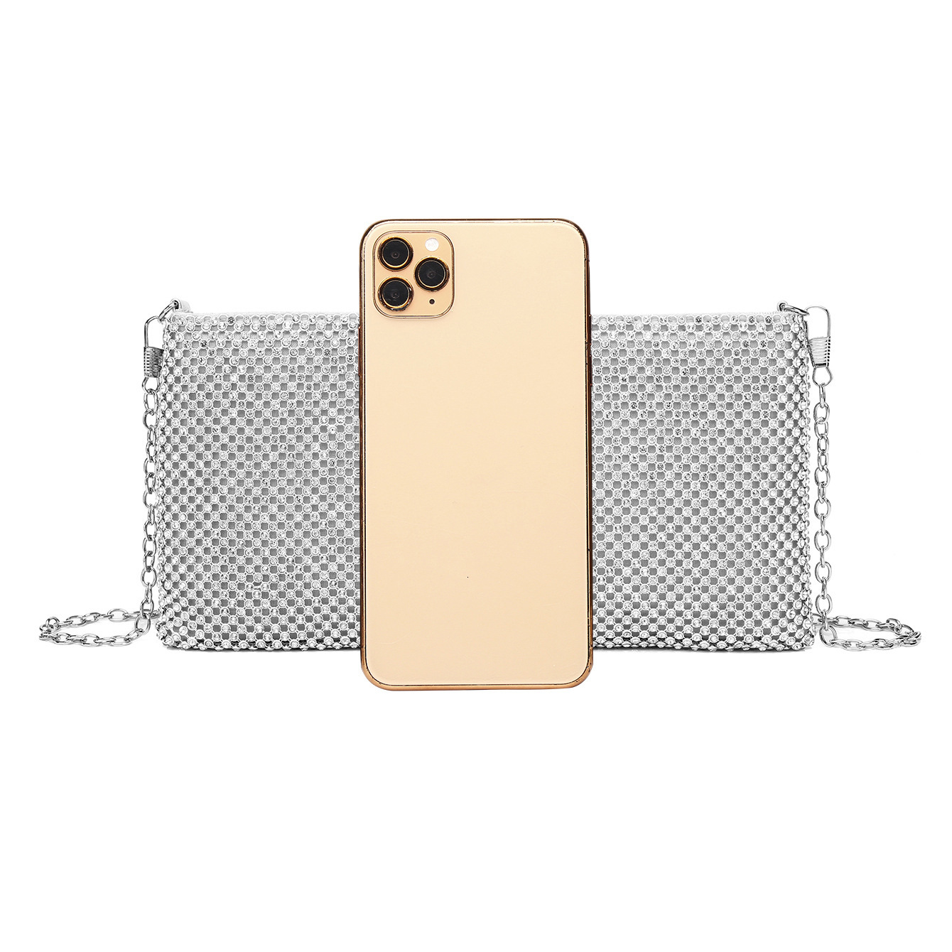 Fashionable Ladies' Rhinestone Dinner Hand-Held Diamond Inlaid Envelope Chain Bar Party Annual Meeting Bag, BG Small Bag
