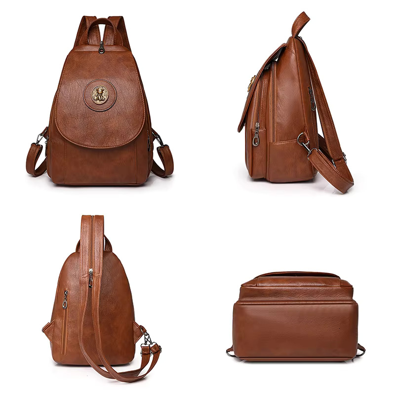 2024 High Quality Leather Large Capacity Backpack Famous Designer Brand Backpacks Fashion Travel Book Bag Sac A Dos