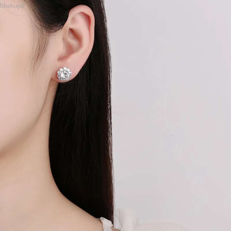 Sterg Sier Moissanite Stud Earrings - 1CT Round Cut White Wedding Party Jewelry for Women