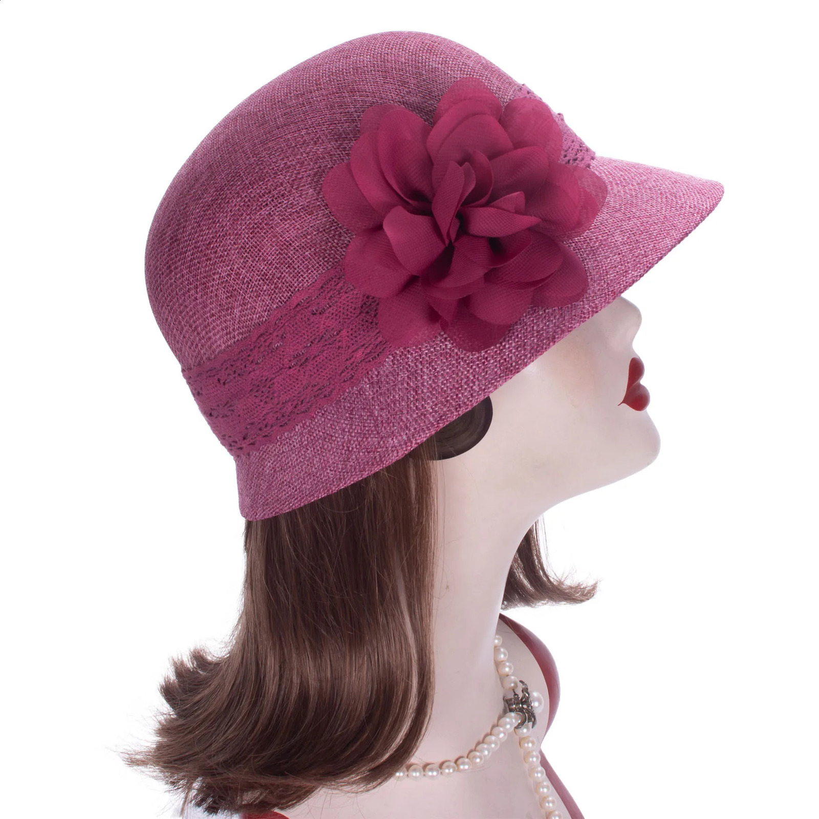 Lawliet Womens Lace Polyester Cloche Bucket Wedding Occasion Hats Sun Beach Cap A610 250118
