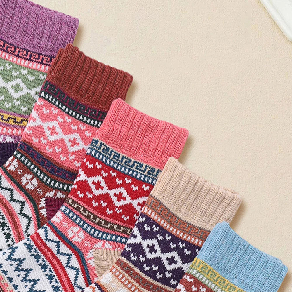5 Pairs Wool Crew Socks Ultra Soft Thick And Warm For Ultimate Comfort Casual Knit Comfy Vintage Fashion Dress Socks 250121