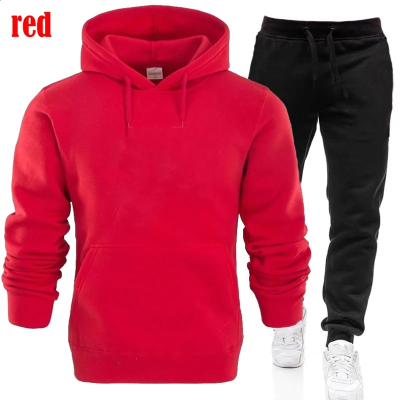 Spring Mens Tracksuits Sport Basic Outfit Long Drawstring Baggy Pant Fall Solid Jogging Male Pullovers Grunge Hoodie Street Set 250117