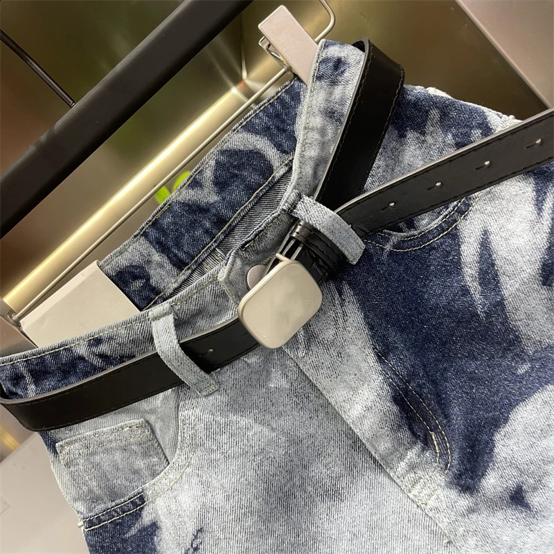 DEAT Womens Fashion Tie Dyed Burrs Edge Taeesl Contrast Color Denim Shorts Trendy Short Pants Female 2025 Spring 11A02389 250118