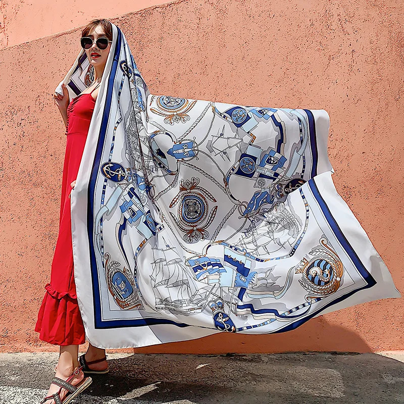 140x180cm Celebrity With The Same Cover-Ups Women Large Beach Dress Bikini Bathing Swimwear Sunburn Protection Sarong Wrap Scarf 250120