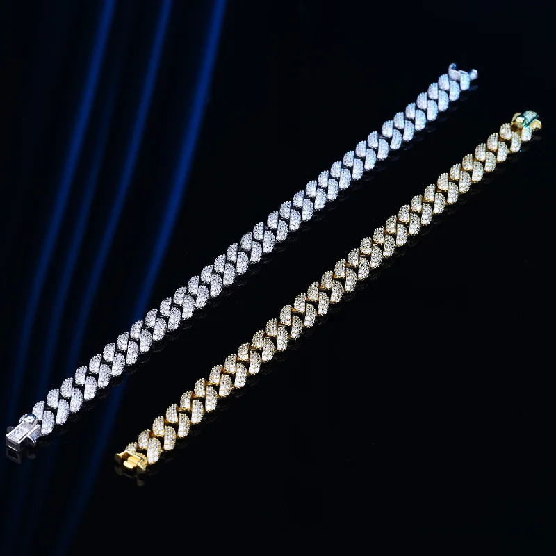 8mm Hiphop Original 925 Sterling Silver High Carbon Diamond Cuban Bracelet Mans 18k Gold Plated Chain Fine Jewelry Gifts 250121