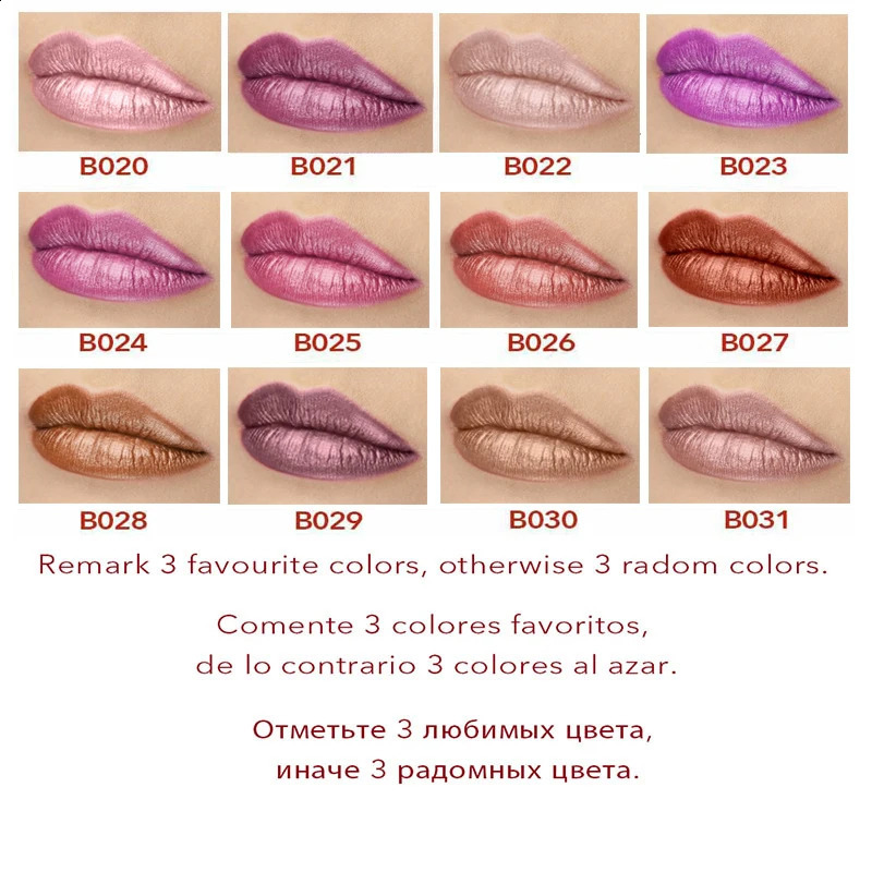 Silky Soft 3pcs/Set Matte Glitter Korean Lipstick Set Pearl Shimmer Waterproof Long Lasting Glitter Pink Orange Makeup Lipstick 250108