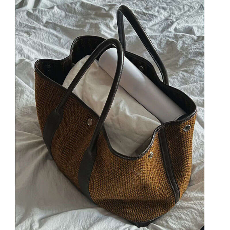 Vintage Woolen Casual Handbag Tote Women 2024 New Large Capacity Shoulder Bag