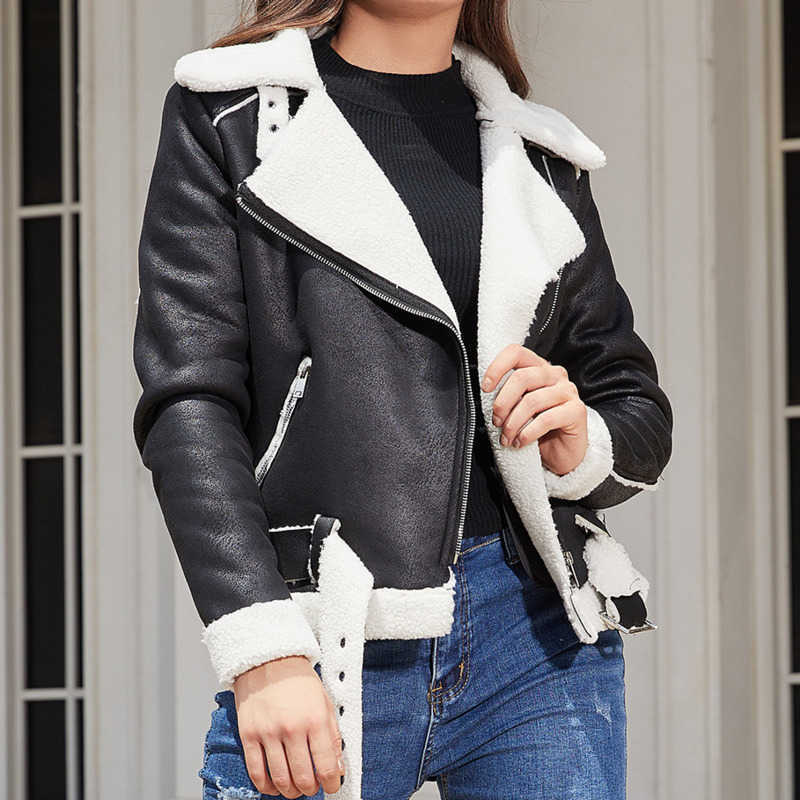 Autumn Winter Fur Jackets For Women Integrated Warm Womens Suede Jacket Leather Coat Womens Lapel Coat With Belt Womens Leather Womens Jacket 241209