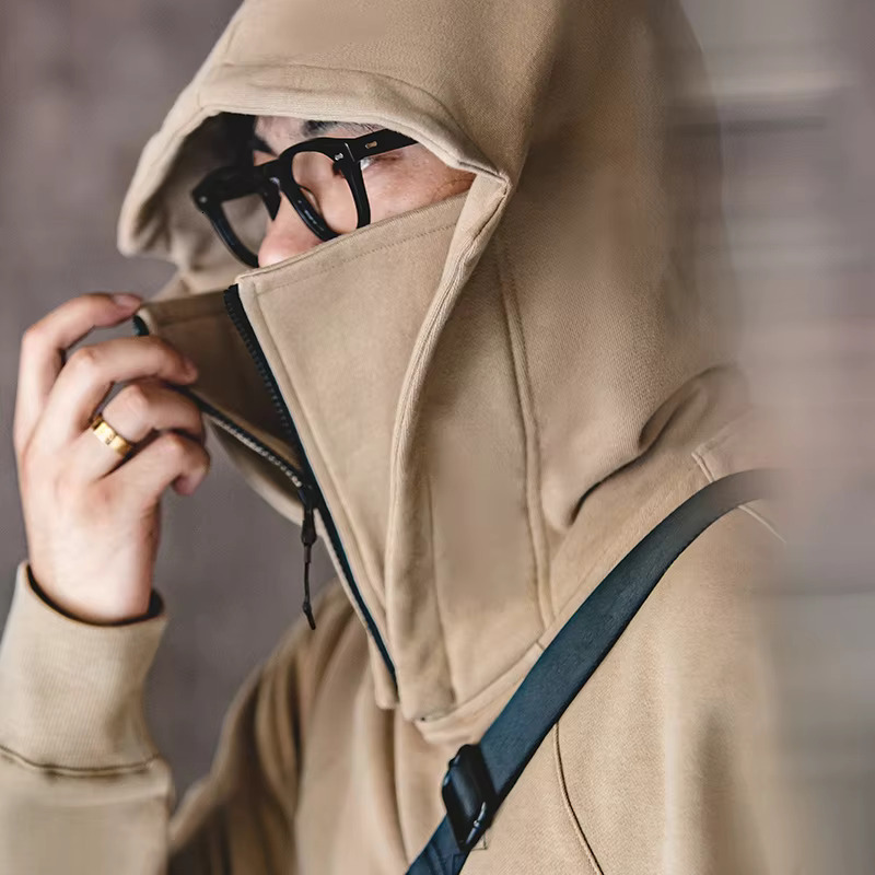 Maden American Sweater Mask Hoodie Zipper High Street Hine Coat Men's Autumn Casual Cityboy Special Design Pullover