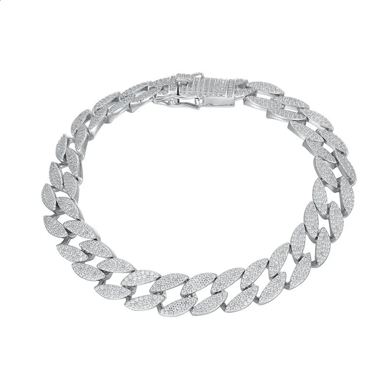 Smyoue 10mm All Zircon Cuban Bracelet for Men Women Hip Hop High Carbon Diamond Chain 100% 925 Sterling Silver Bangle 16-23cm 250121