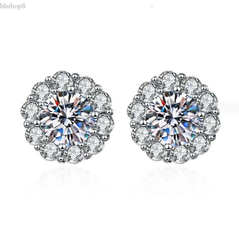 Sterg Sier Moissanite Stud Earrings - 1CT Round Cut White Wedding Party Jewelry for Women