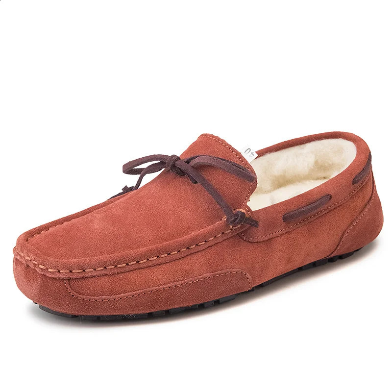 Mens Loafers Plush Suede Shoes Men Driving Shoes Casual Winter Warm Fur Man Moccasins Slip on Driving Flat Male Boat Shoes 250113