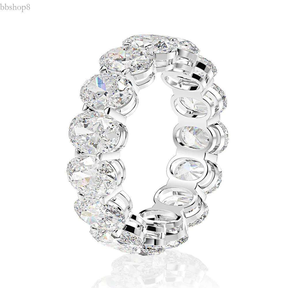 Eternity Oval cut Moissanite Dia Ring 100% Original sterg sier Engagement Wedding band Rings for Women Men Jewelry