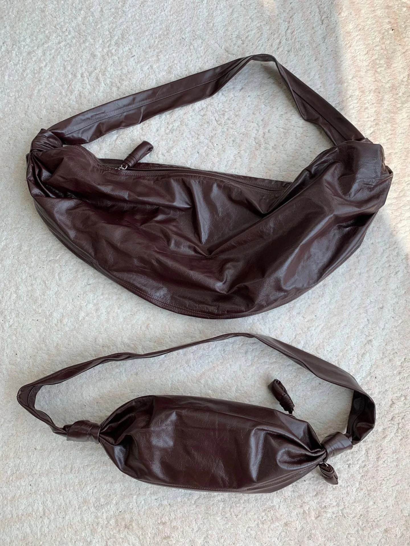 2024 new paper leather horn niche design oil wax cowhide dumpling versatile commuting neutral style can be sung bun