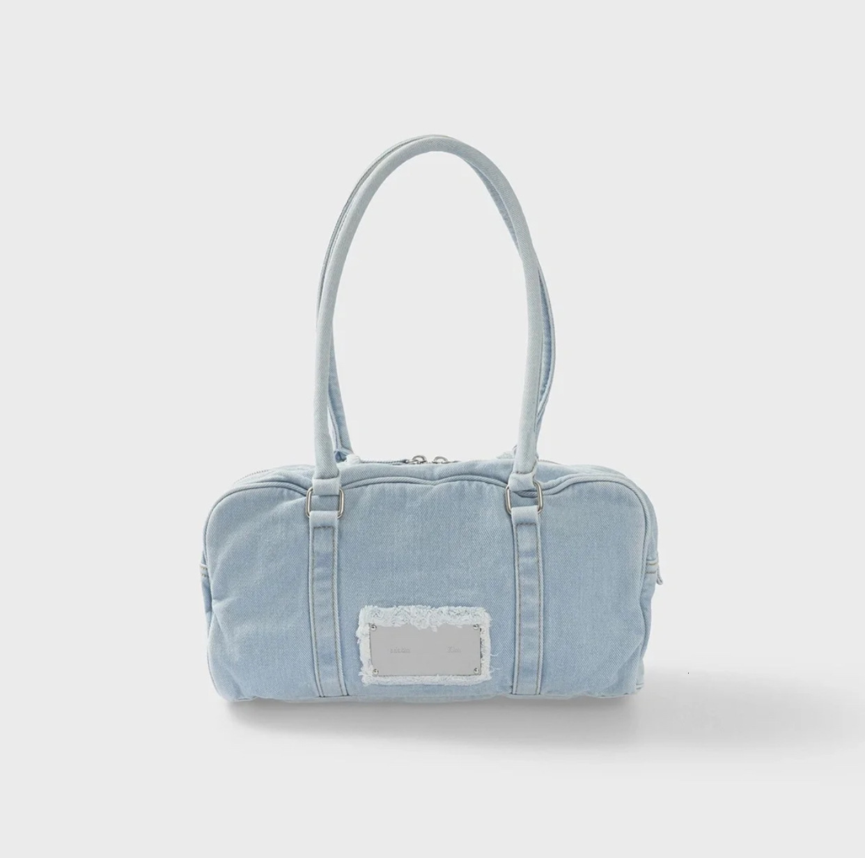 Korean niche matinkim large capacity denim shoulder autumn and winter lazy hand-held travel fitness tote bag