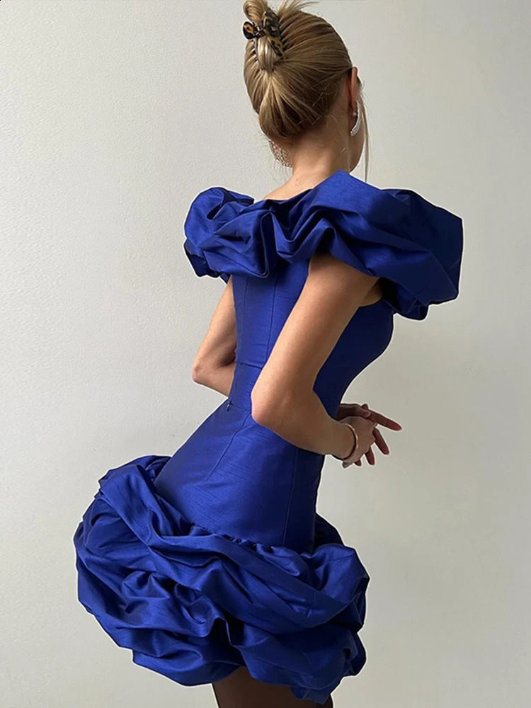 Ruffled Off Shoulder Top Short Skirt Two Piece Set Slim Fit Blouse High Waist Irregular Mini Skirts Womens Clothing Spring 250113