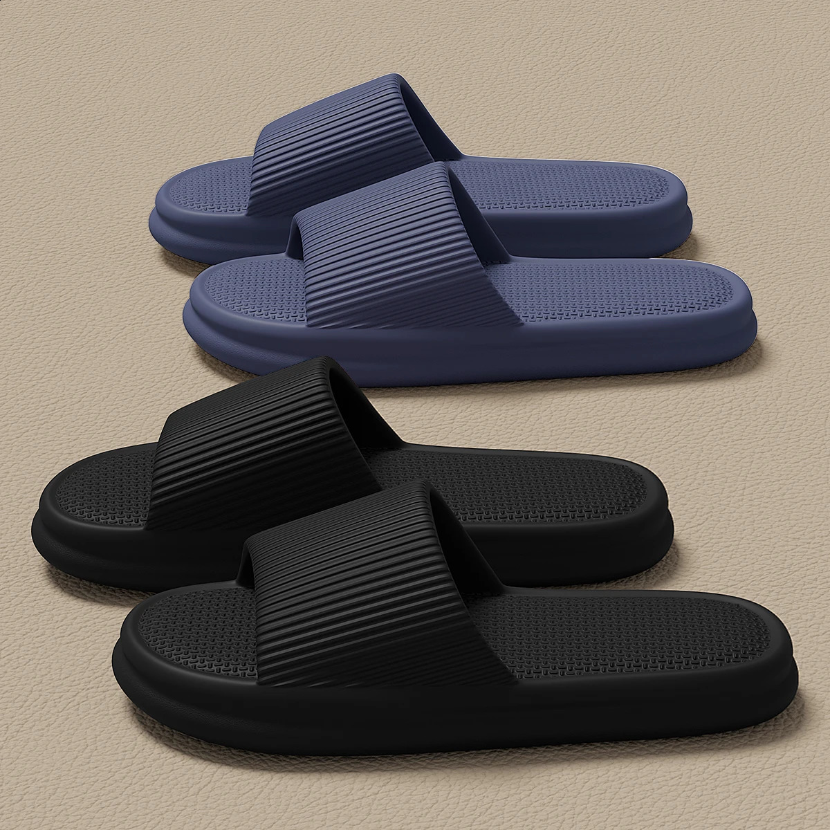 Plus Size 4849 Men Slippers Summer Solid Color Flat Sole Home For Women Man Coupple Bath Beach Slides Shoes 250117