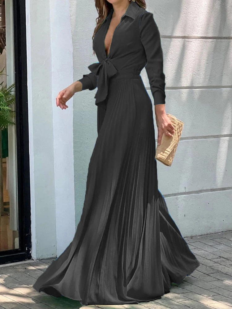 Autumn Winter Fashion V-neck Long Sleeve Elegant Blouse Print Lapel Top Women Solid Color Loose Casual Wide Leg Jumpsuit 250107