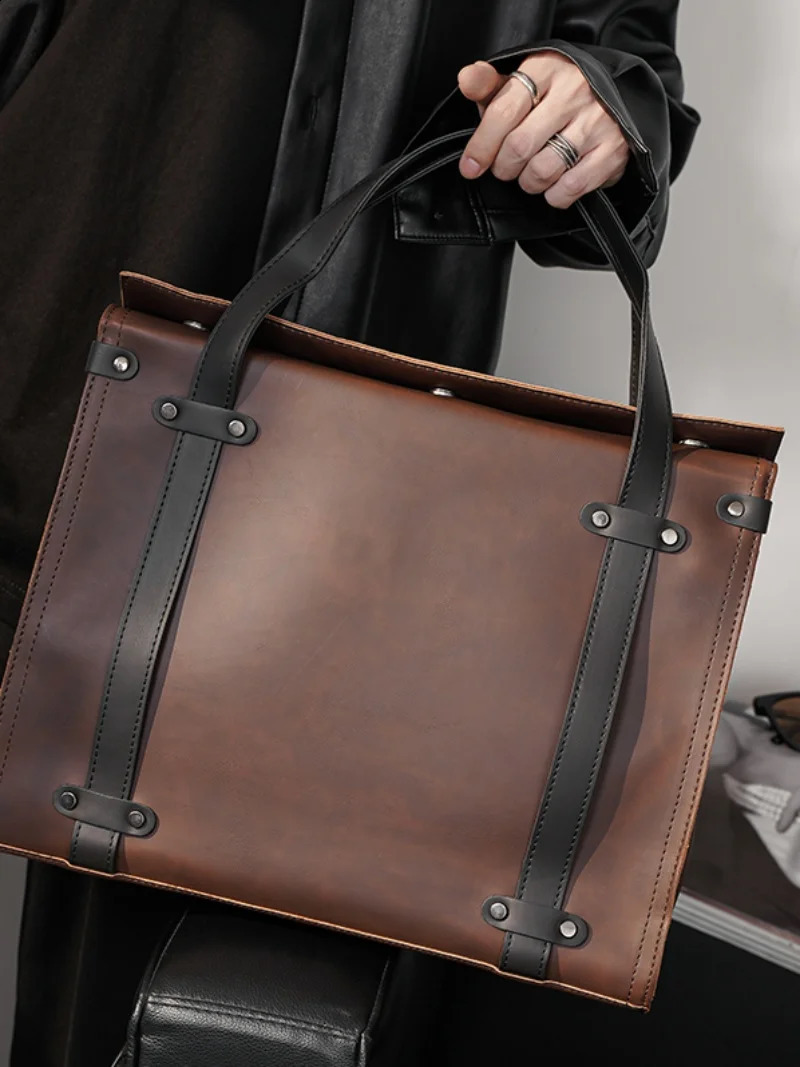 Fashion Mens Briefcase Bag Retro Leather Business Boston Bags s Cross bag Large Handbags 250122