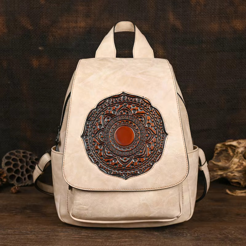 2024 New Retro Women Bags Designer Leather Backpack For Woman Large Capacity Bag Women's Stylish Travel Backpacks