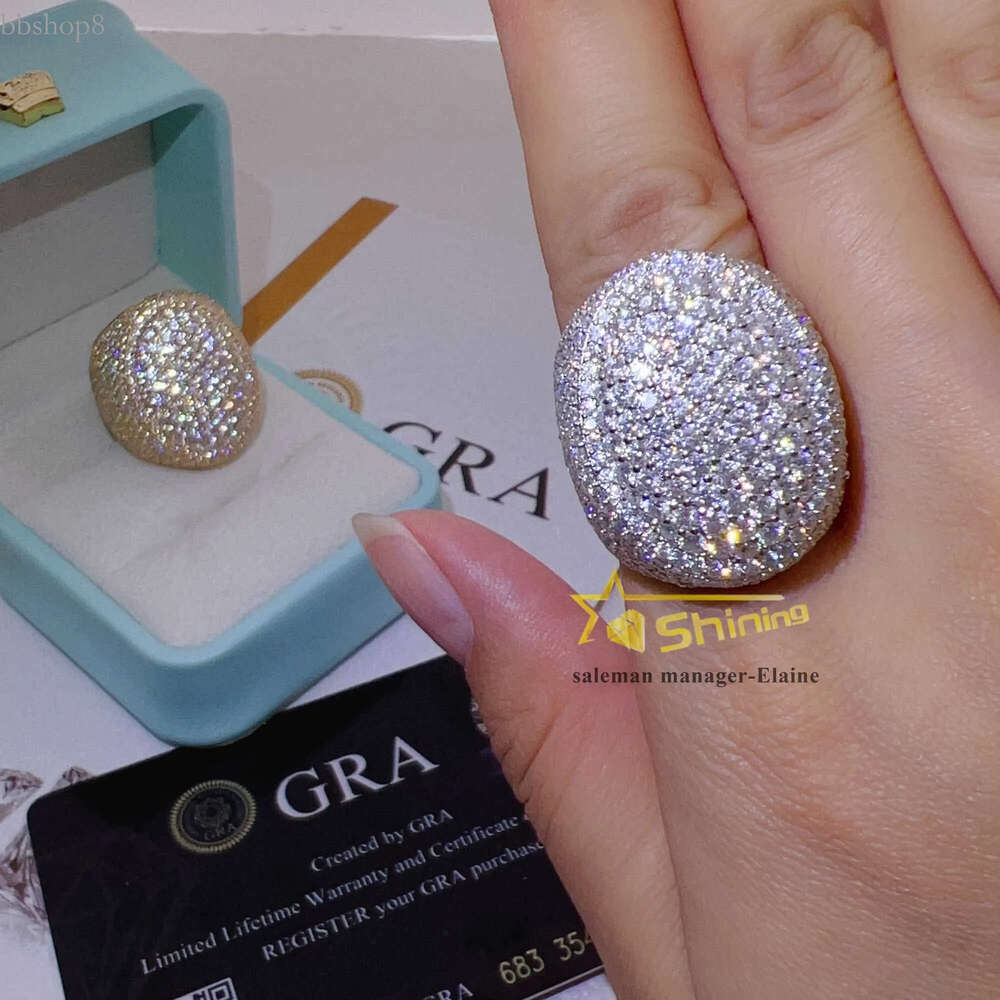 Gold Plated Sterg Sier Vvs Moissanite Mens Ring