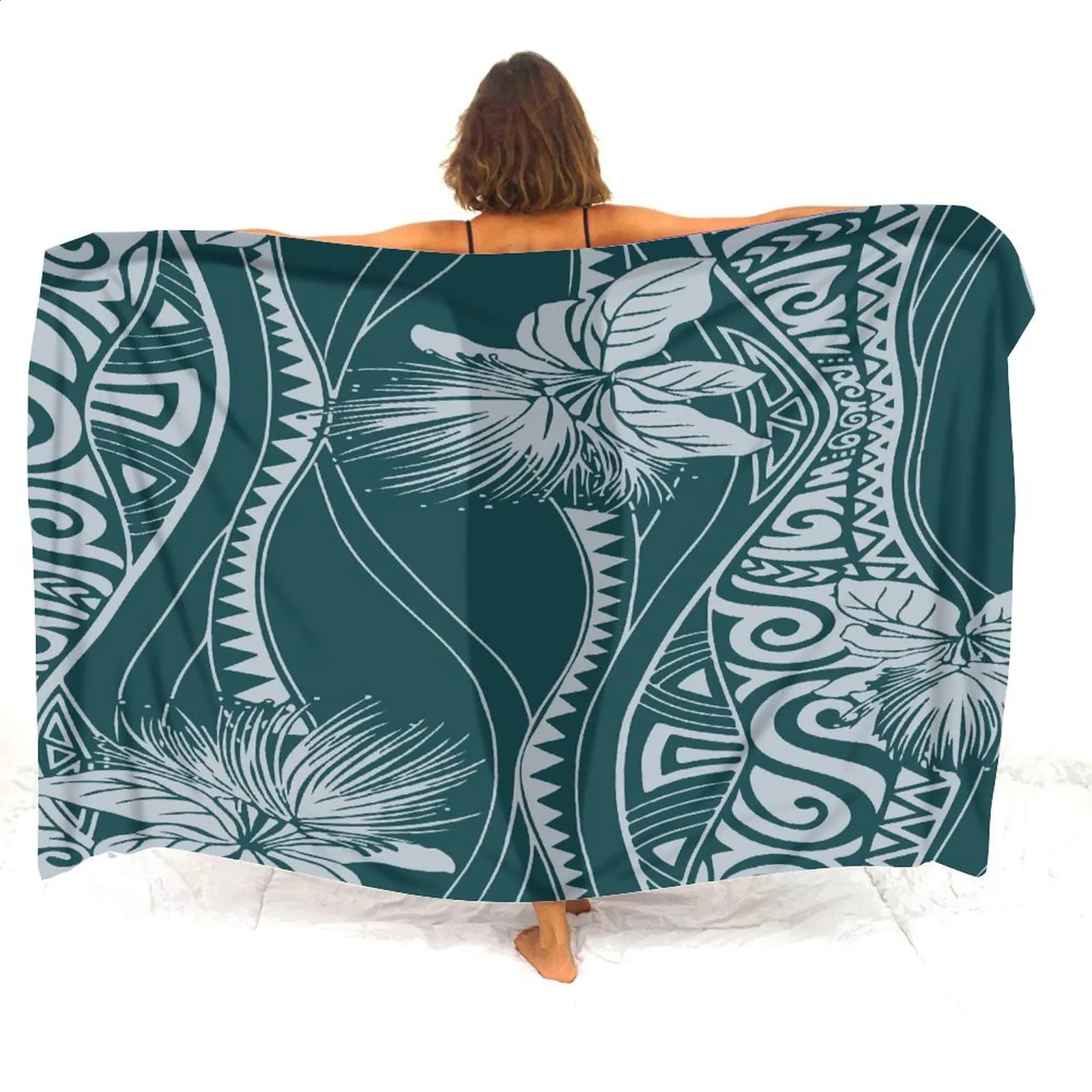 Custom Wholesale Polynesian Ladies Sarong Samoan Vintage Tribal Print Custom Sarong Style Shawl Summer Seaside Elegant Coat 250120