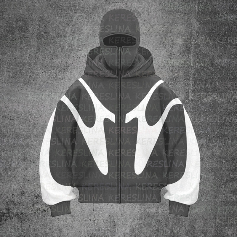 High Street Casual Hoodie Gothic Letter Print Pattern Mens and Womens Fashionable Harajuku Retro Y2K 250109