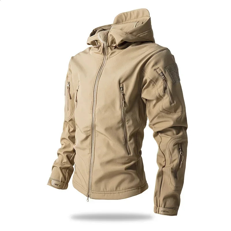 Mens Tactical Jacket Hiking Shark Skin Soft Shell Clothes Windbreaker Flight Pilot Hood Outdoors Fleece Field 250122