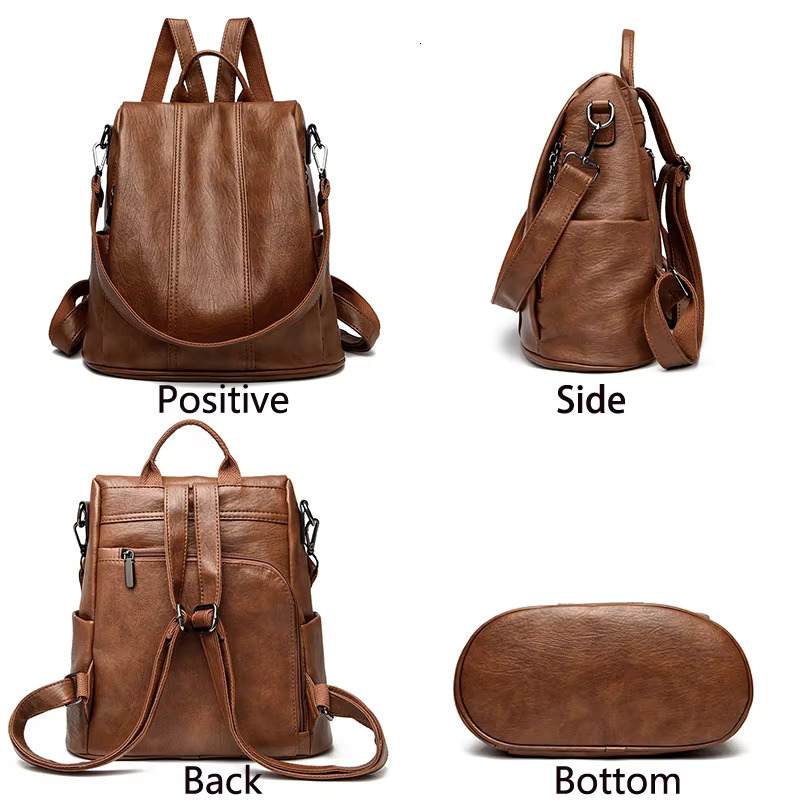 Brand Backpacks Soft Leather Waterproof Bagpack Young Ant-Itheft Student Bags Multifunction Mochilas Feminina Sac A Dos