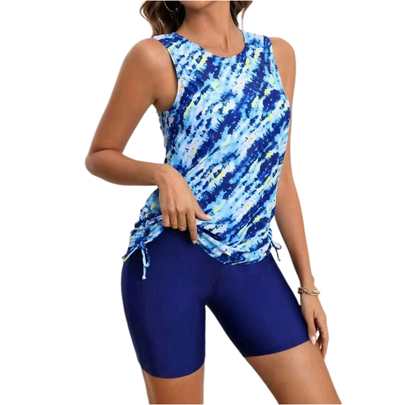 Camouflage Printed Tankini Set Women Modest Two Pieces Swimsuit Sleeveless Vest Swimwear Female Long knee Boy Shorts Bathing Swimming Clothes Beach We