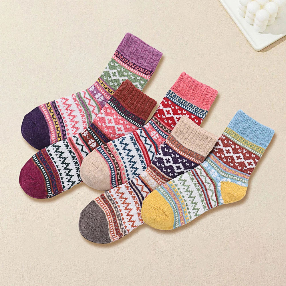 5 Pairs Wool Crew Socks Ultra Soft Thick And Warm For Ultimate Comfort Casual Knit Comfy Vintage Fashion Dress Socks 250121