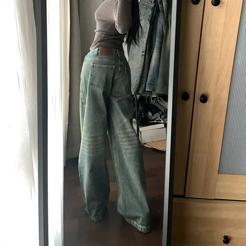 Y2k Vintage Baggy Jeans for Women Washed Casual High Waist Loose Denim Pants Streetwear Korean Wide Leg Trousers 250121