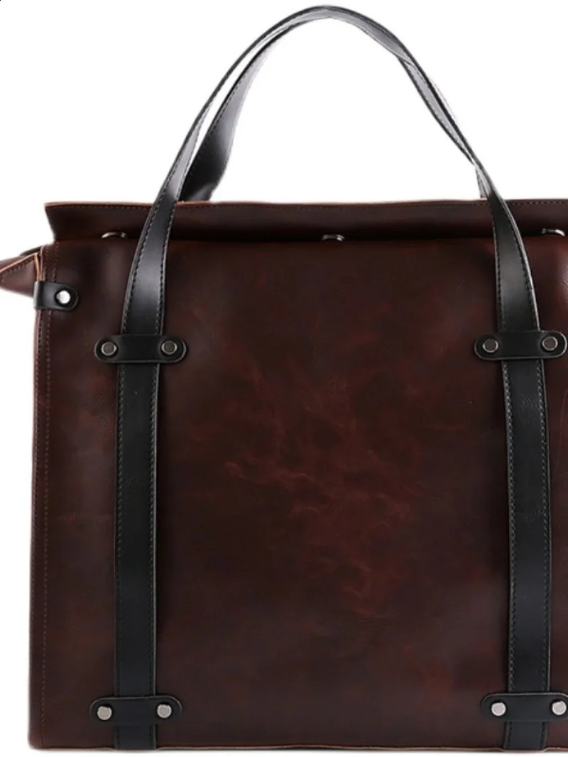Fashion Mens Briefcase Bag Retro Leather Business Boston Bags s Cross bag Large Handbags 250122