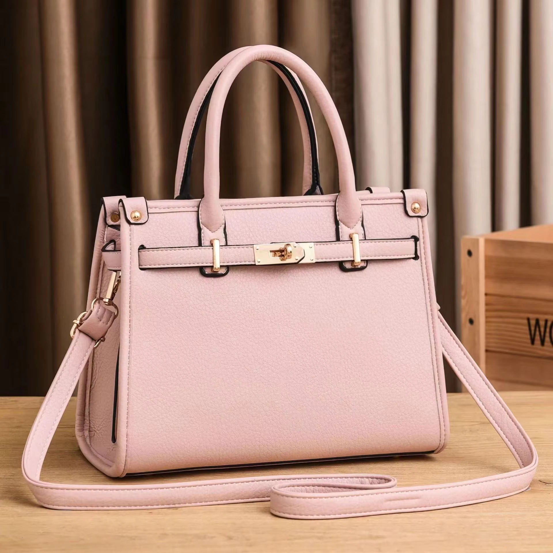 2024 New Solid Color Lychee hot Pattern Shaped Large Capacity Single Shoulder Diagonal Cross Western Style Versatile Women's Bag