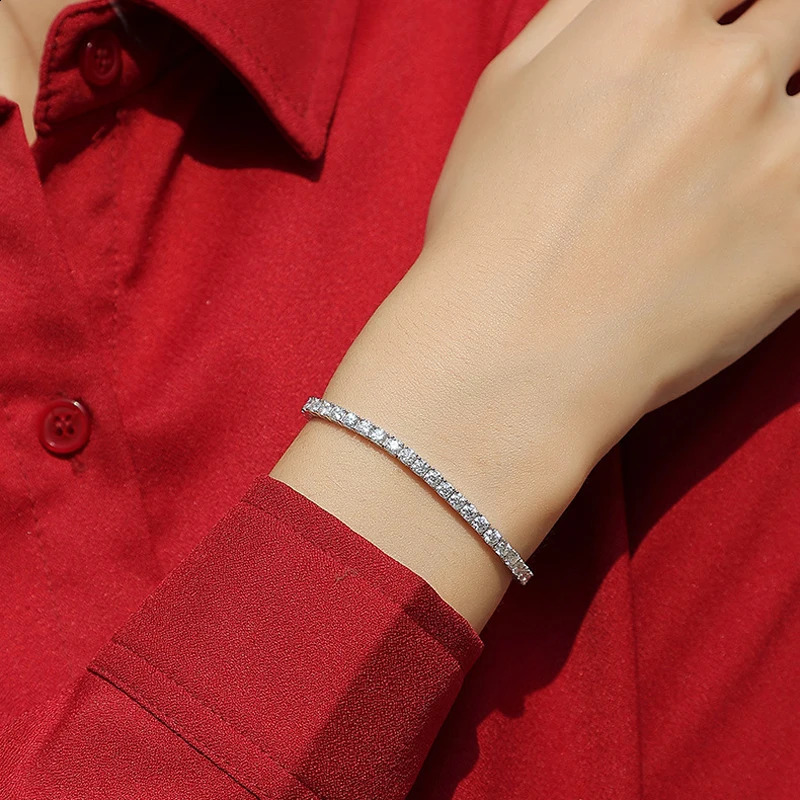 DJMAX 3-6.5mm Full Tennis Bracelet For women Original 925 Sterling Silver Mans Tennis Chain 250121
