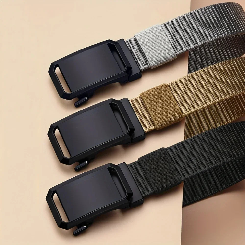 Automatic Buckle Belt Canvas Tactical Workwear Casual Outdoor Military Training Pants For Men 250114