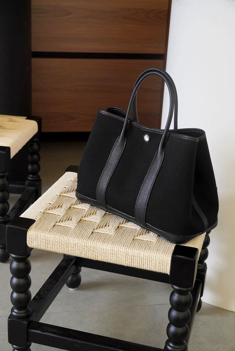 Bag Steel Hardware Canvas With Leather Garden Commuting Handbag Large Capacity Tote Computer Bag For Women