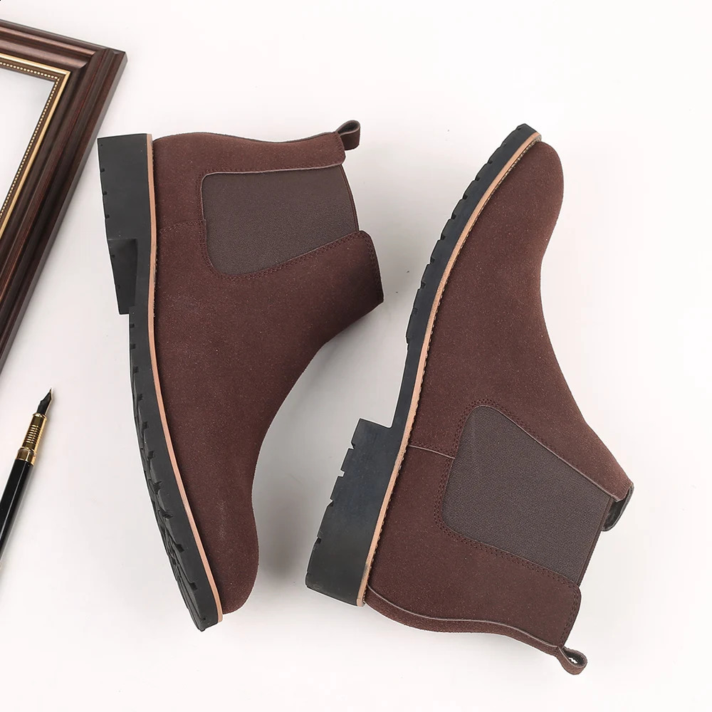 Fashion Mens Ankle Boot Leather Mens Chelsea Boots Men Shoes Casual Black Sleeve Boots Outdoor High Top Wedding Shoes Male 250120
