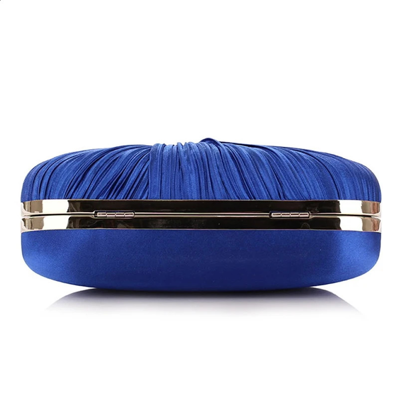 Royal Blue Pleat Pillow Shaped Clutch Bag Elegant Clutch With Chain Rhinestone Hasp Wedding Bridal Party Purse 250122
