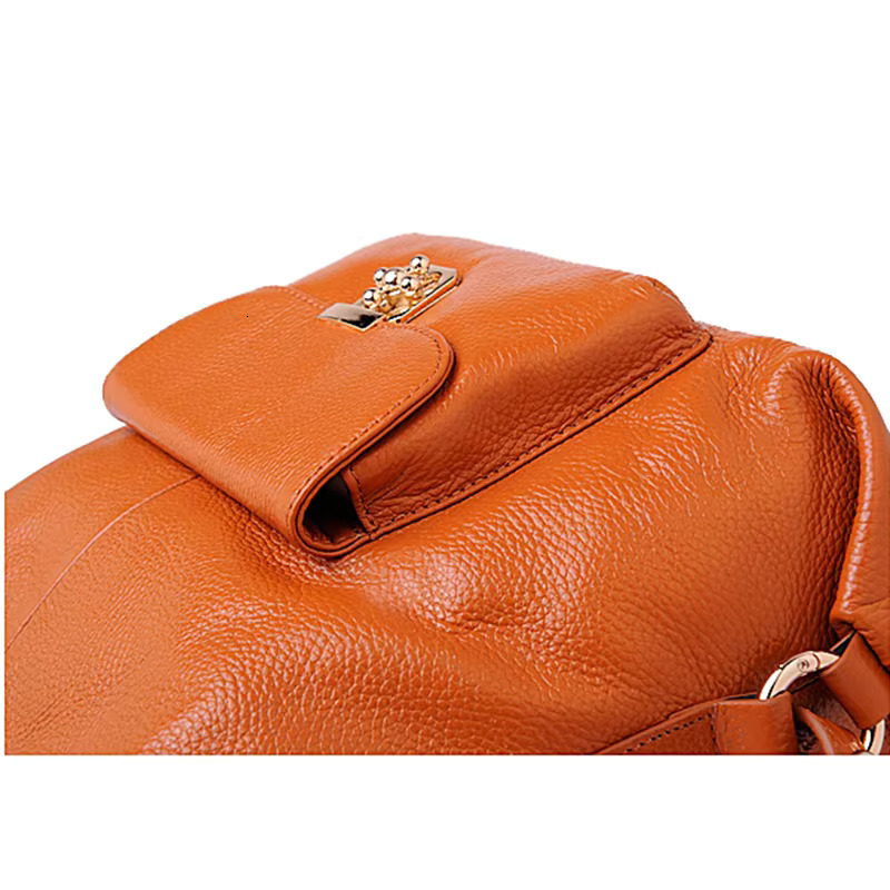 100% Natural Cowhide Backpack, Women Genuine Leather Shoulder Bag, Girl Hobo Bag , B394