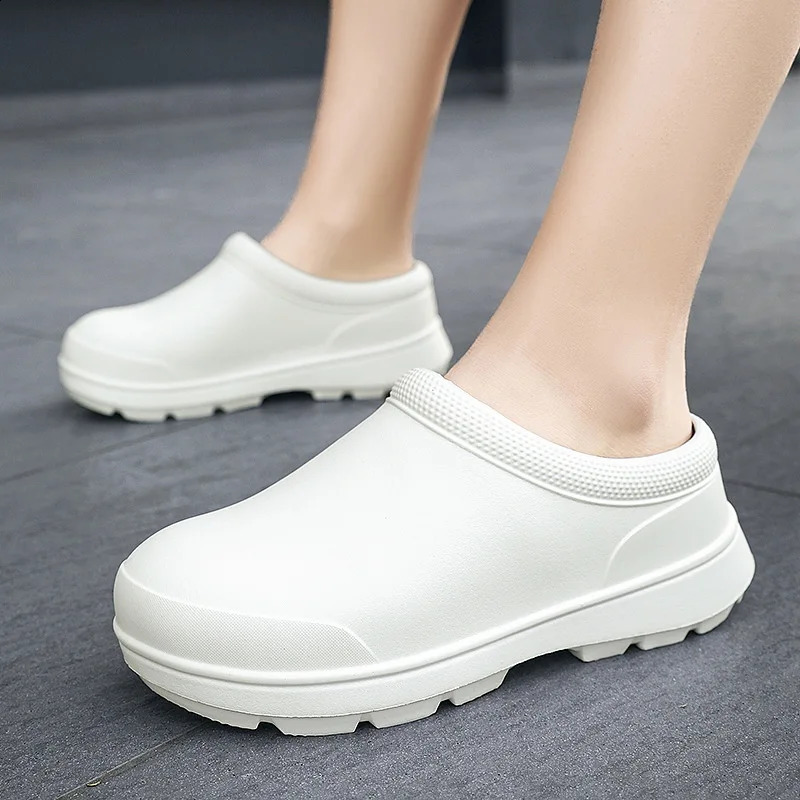 Men Summer Slipper Kitchen Clogs Chef Shoes Work Flipflop Waterproof Oilproof Sandal NonSlip Garden Rubber Slippers For Male 250117