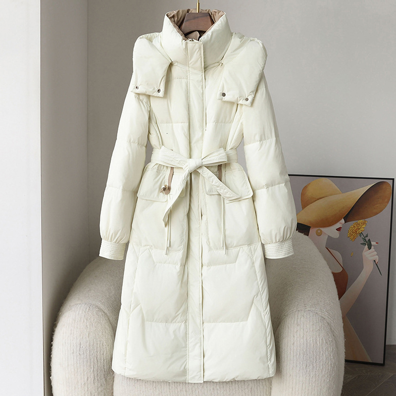 High Quality 2024 New White Duck Down Jacket Autumn Winter Long Style